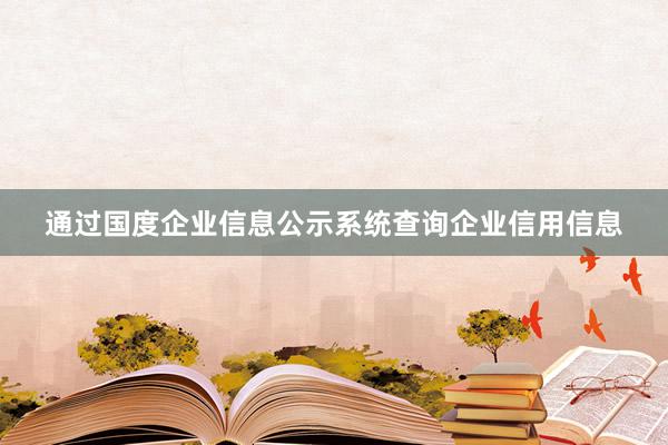 通过国度企业信息公示系统查询企业信用信息