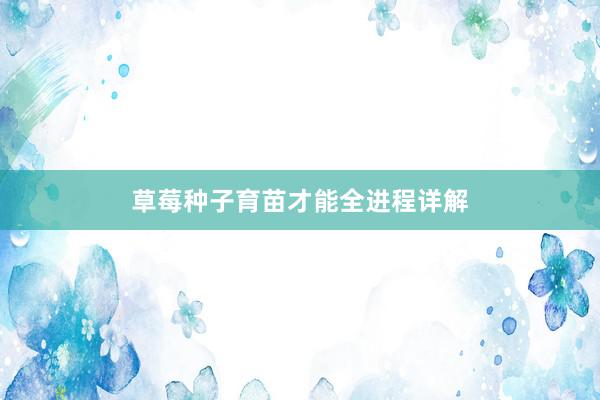 草莓种子育苗才能全进程详解